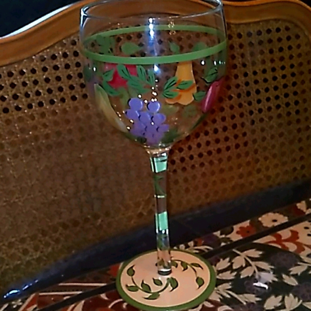 Hand blown & Painted wine glasses